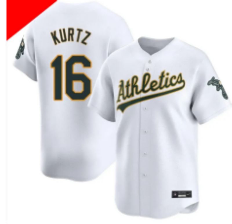 Men Oakland Athletics 16 Kurtz White Nike 2025 MLB Jersey 01